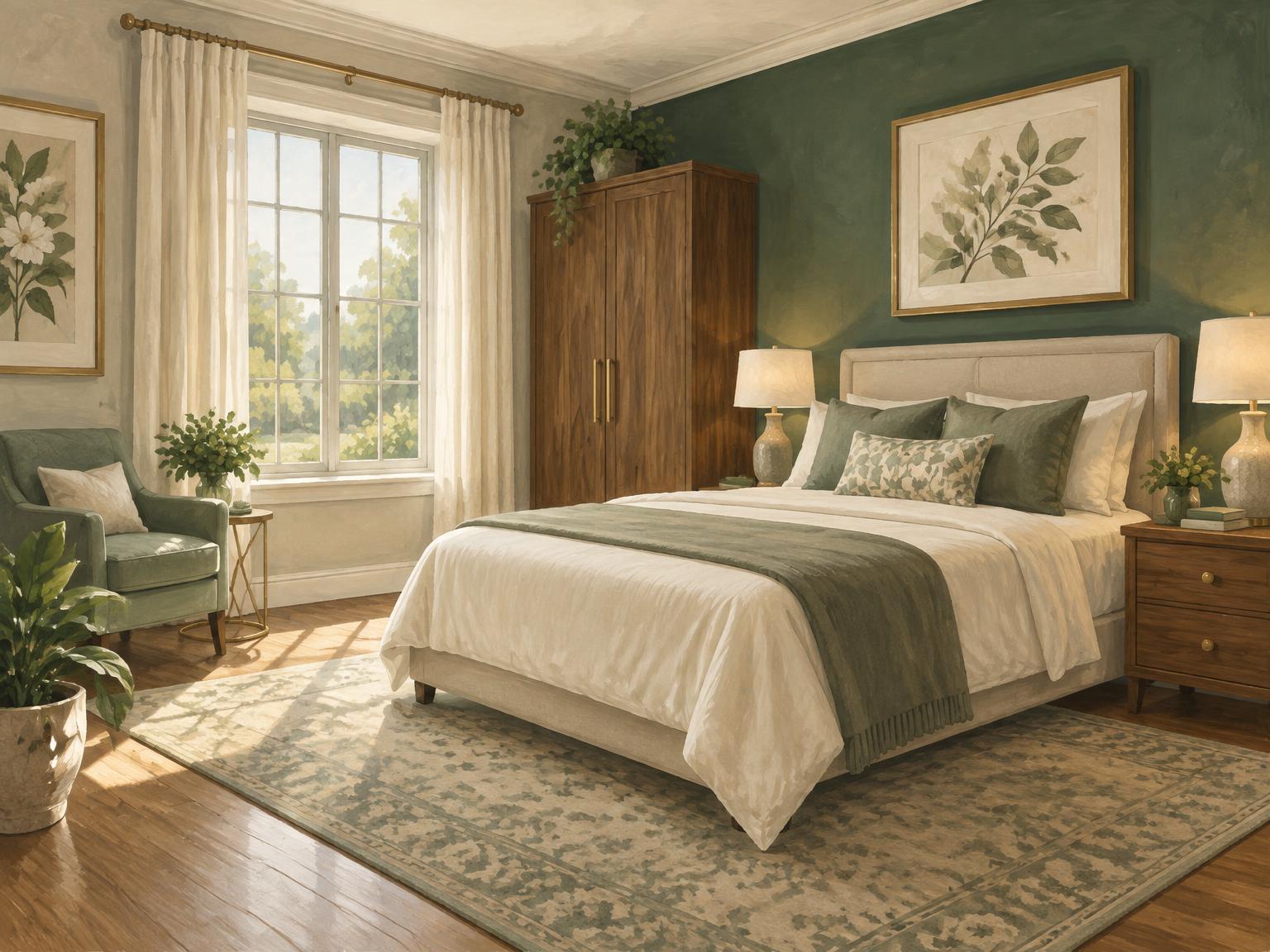 Illustration of a comfortable furnished bedroom